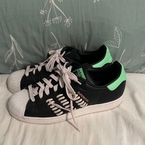 Adidas Superstar Black with Mint Accents
